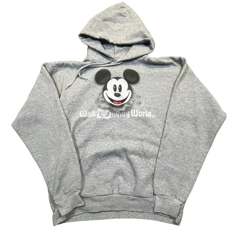 Disneyland Resorts Women M Mickey Mouse‎ Hoodie Gray Classic Pullover Sweatshirt